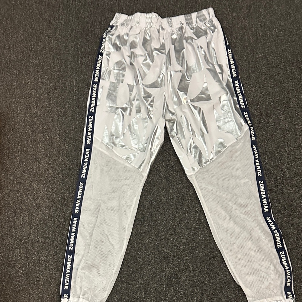 Women’s Zumba Track Pants White Silver Medium